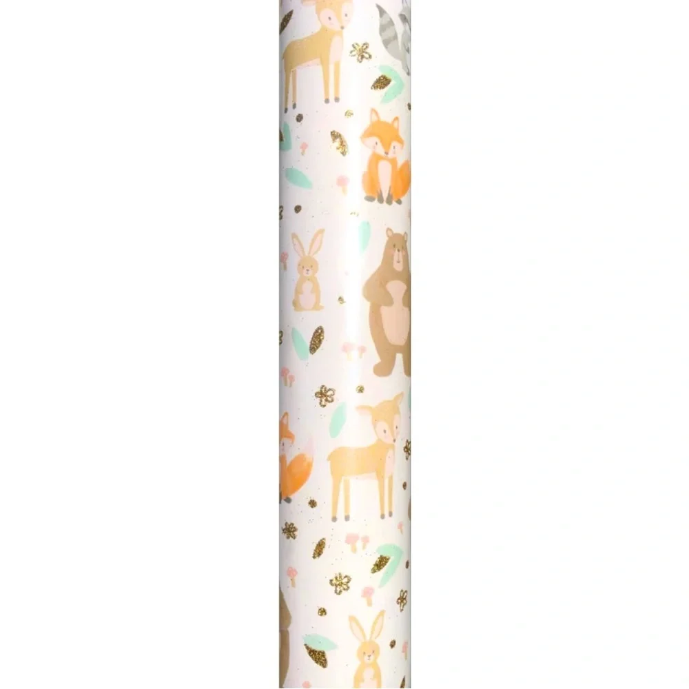 Lady Jayne Forest Critters Heavyweight Glitter Gift Wrap 3 Sheets in Roll(27482)